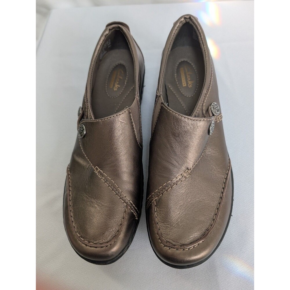 Clarks Ashland Lane Q Brown Leather Loafers Slip On Comfort Loafers size 10N